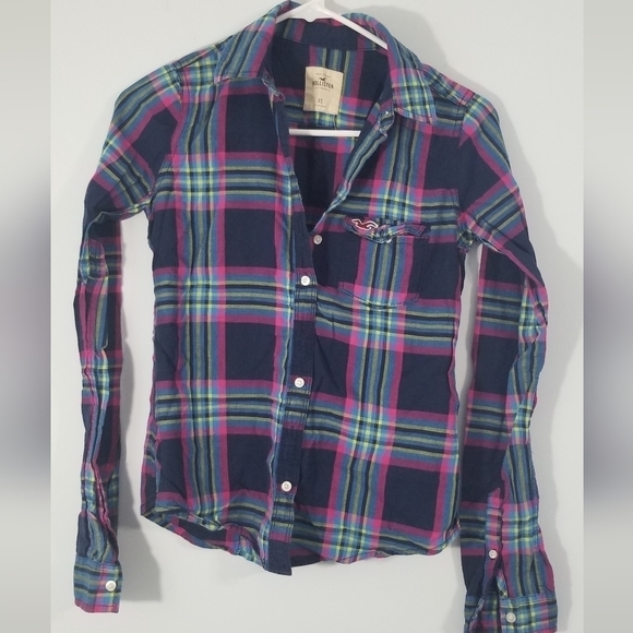 Hollister Flannel Long Sleeved Collared Shirt. Size XS. Single Front Pocket. - Picture 1 of 5